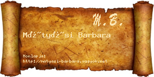 Mátyási Barbara névjegykártya